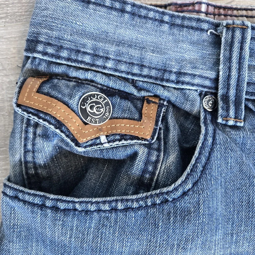 COOGI Y2K Men's Blue Cotton‎ Jeans 42x34 Streetwear Flap Pocket Accents